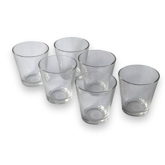 Set of 6 Clear Glass Cocktail Shot Glass or Votive Candle holders Vintage - Picture 1 of 5
